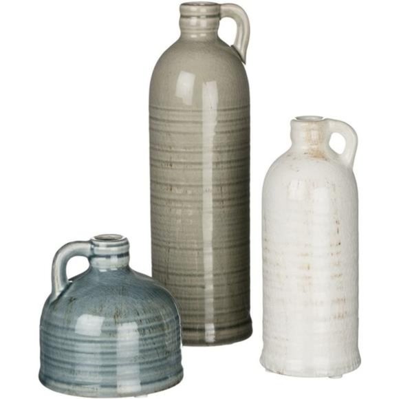 Small Decorative Crackled Ceramic Jug Vase Set of 3, Living Room Décor - Picture 4 of 6